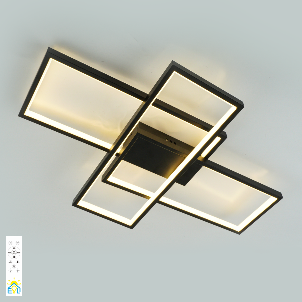 Люстра ESLLSE SVEN 3S 85 Вт LED с пультом 690x470x80 мм Черный (10487) - фото 1