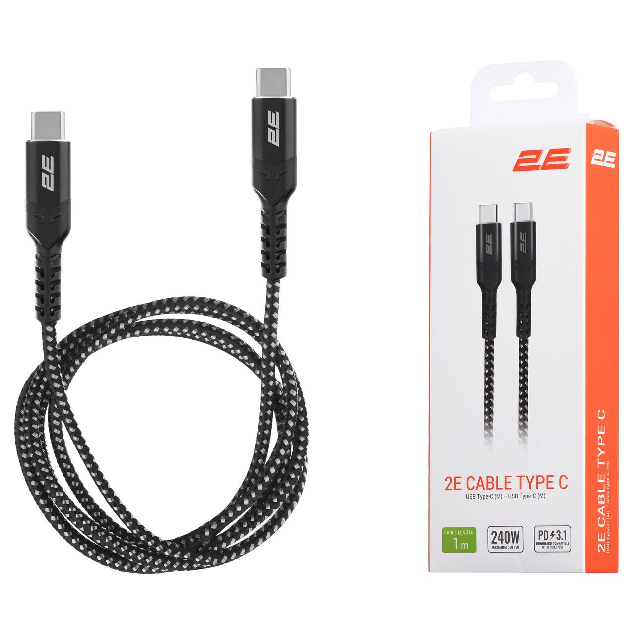 Кабель синхронізації заряджання Type-C 2E USB-C - USB-C PD 3.1 240W 1m Black (iz15460) - фото 3