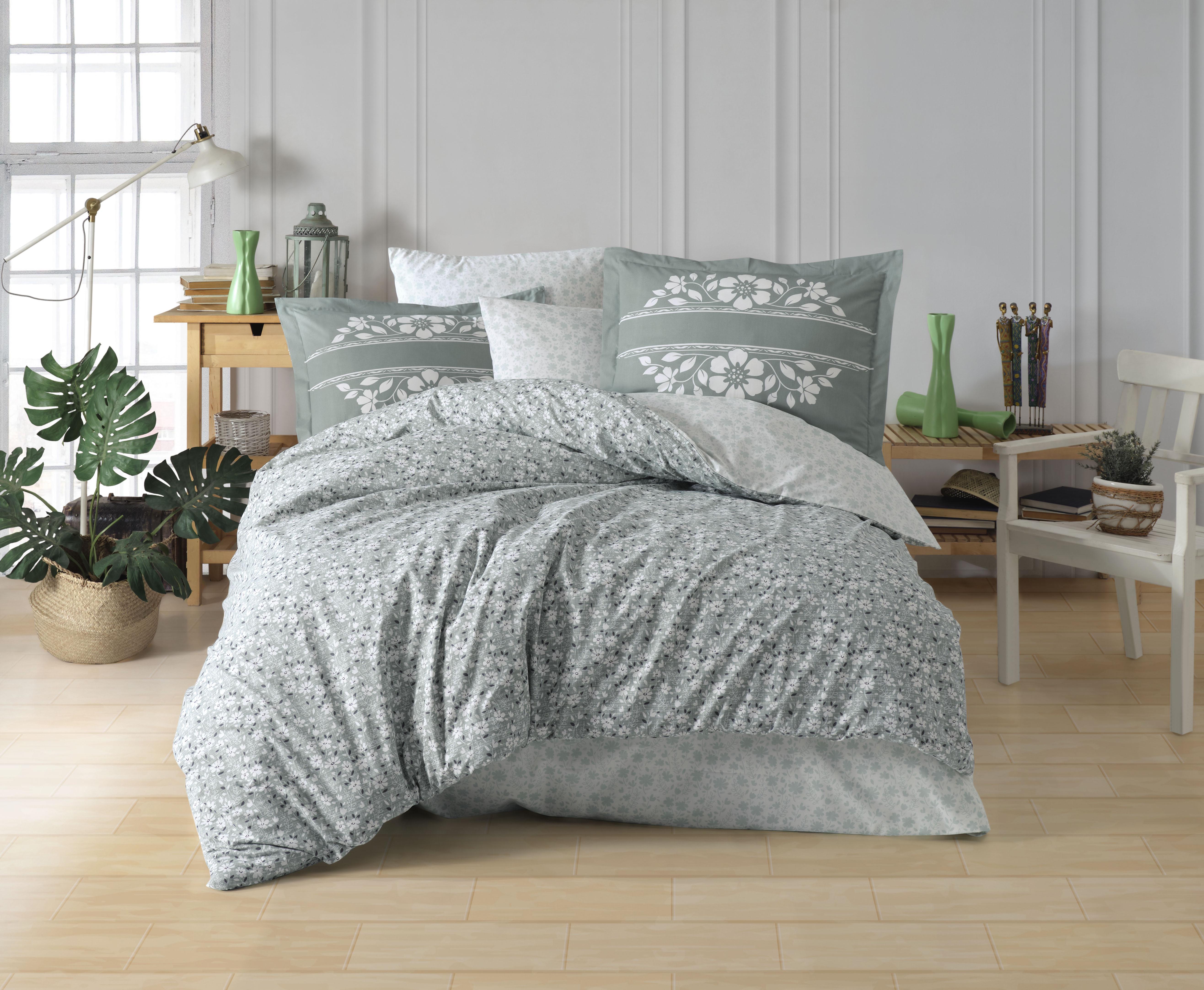 Комплект постельного белья Hobby Poplin Sofia 200х220/50х70 см 2 шт. Зеленый