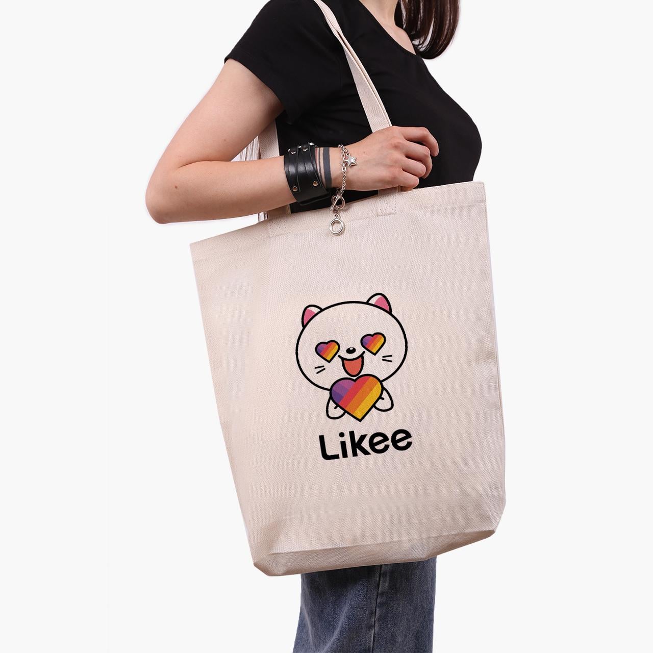 Эко сумка шоппер Likee Cat 41х39х8 см Бежевый (9227-1036-WTD) Эко сумка шоппер Likee Cat 41х39х8 см Бежевый (9227-1036-WTD)