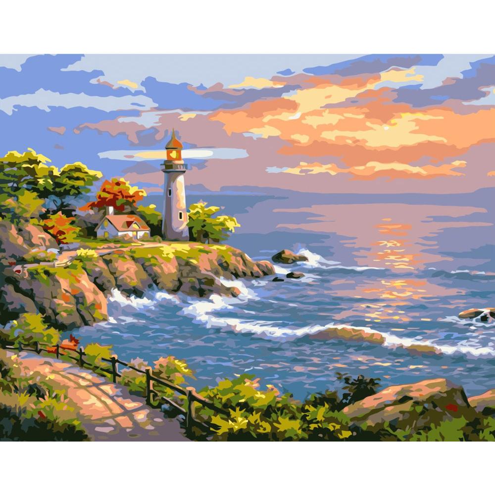 Картина по номерам Strateg Премиум Прибрежный маяк 40x50 см (GS042)