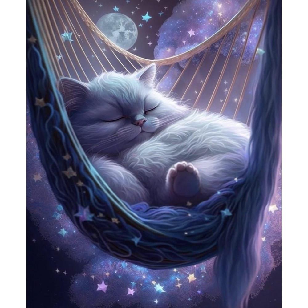 Алмазная мозаика Dreamtoys Лунные мечты котика 30x40 см (S20033)