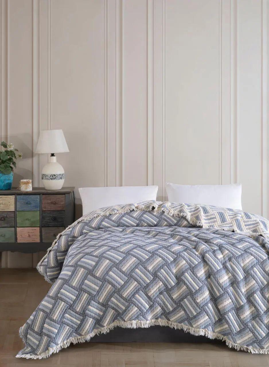 Покрывало муслиновое для двуспальной кровати Mavi воздухопроницаемое 230х250 см Синий (opt-105979) Покрывало муслиновое для двуспальной кровати Mavi воздухопроницаемое 230х250 см Синий (opt-105979)