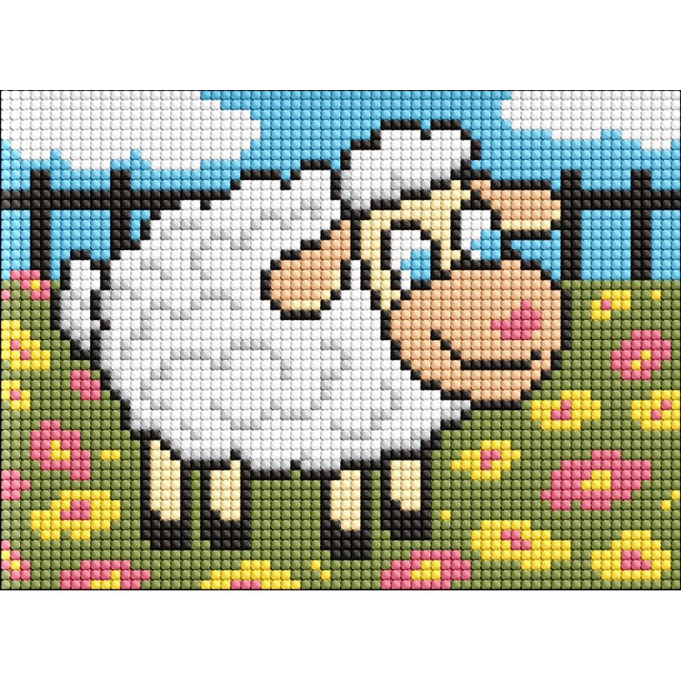 Алмазна мозаїка Ideyka Білий баранчик AMM1078 без підрамника 15х20 см (RLT48964)