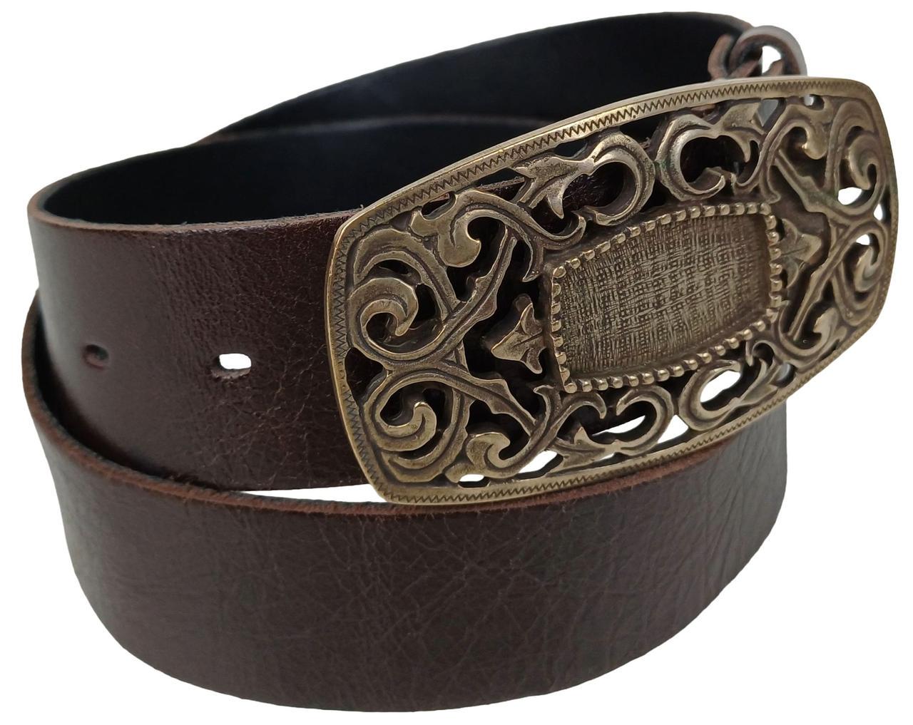 Женский ремень Vanzetti с большой винтажной пряжкой натуральная кожа Темно-коричневый