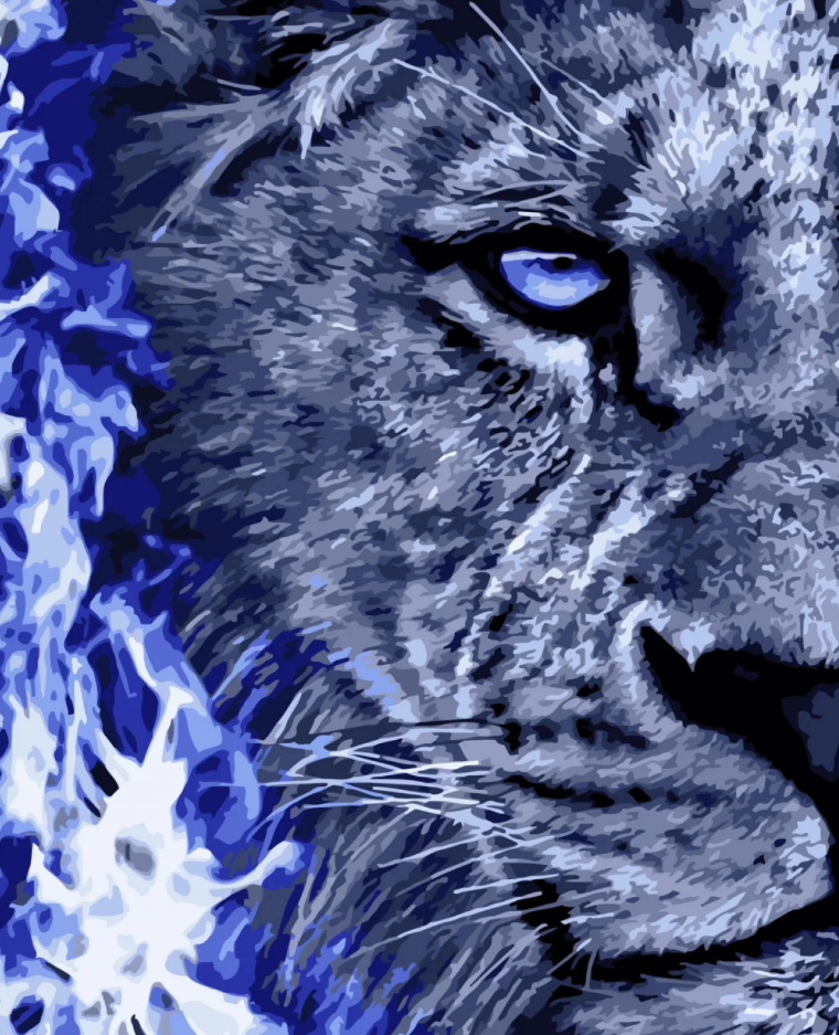 Картина по номерам Strateg Премиум Синие оттенки хищника с лаком и уровнем 40x50 см (SY6777)