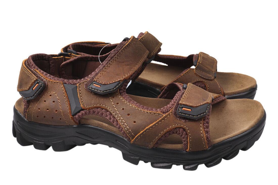 Босоножки мужские Restime из кожи на низком ходу р. 41 Рыжий (188-21LBS)