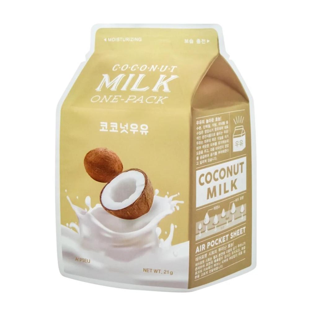 Маска тканинна зволожуюча A'pieu Coconut Milk One-Pack з молочними протеїнами та екстрактом кокосу 21 мл (8806185780292)