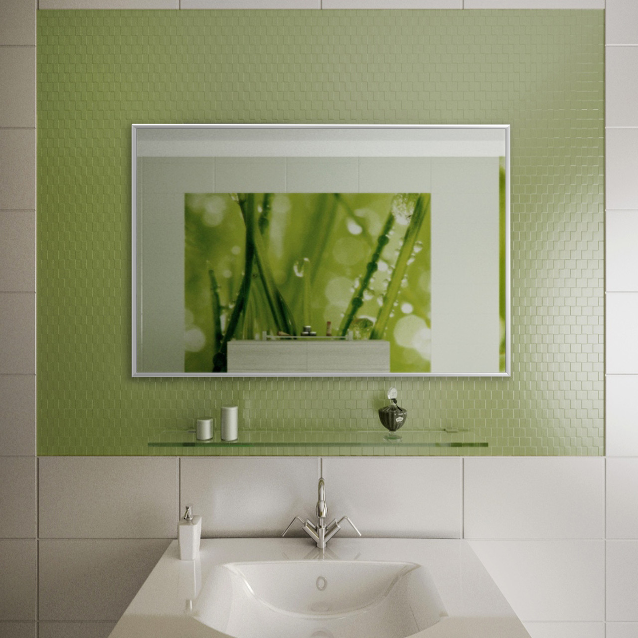 Зеркало настенное в алюминиевой раме Art-Com 400x600 мм Серебряный (Alum-silver)