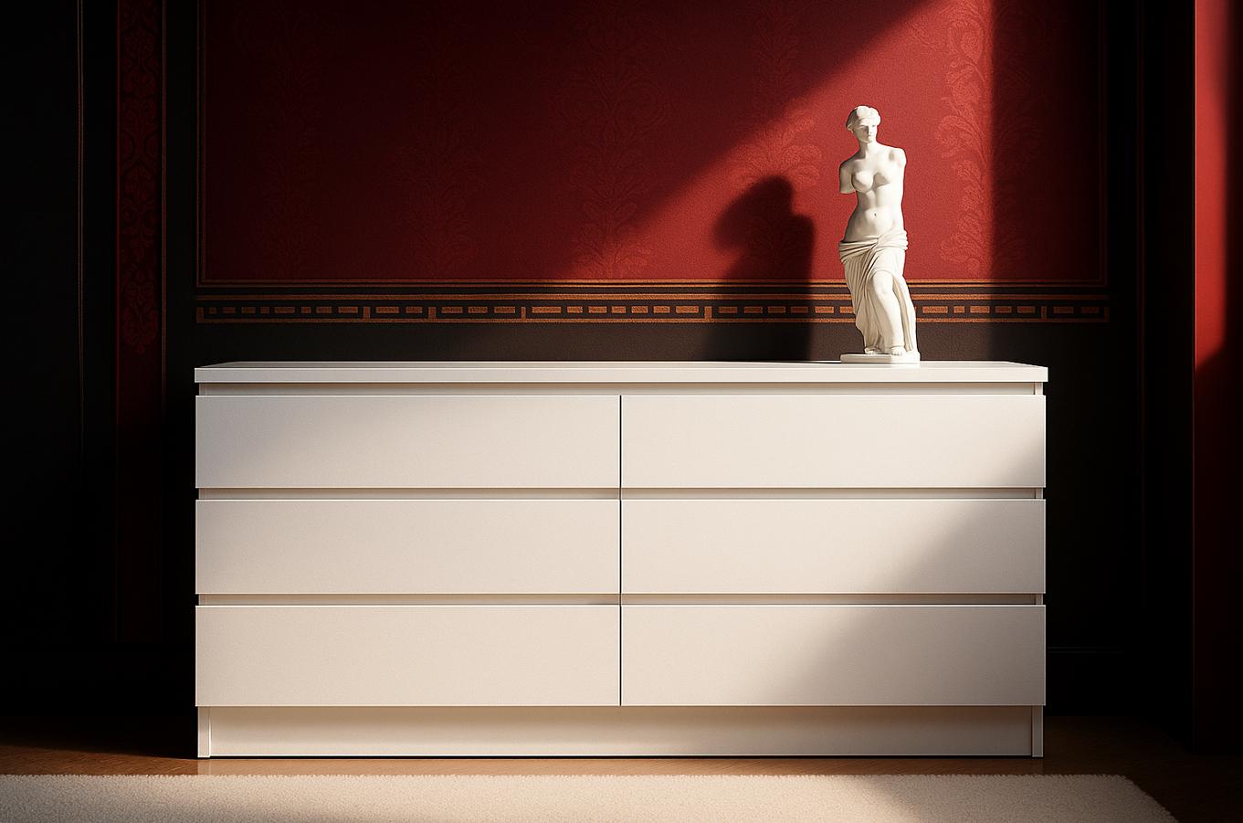 Комод на 6 ящиков Мастер Форм Брайт 1500х376х730 мм Белый (20071) Комод на 6 ящиков Мастер Форм Брайт 1500х376х730 мм Белый (20071)