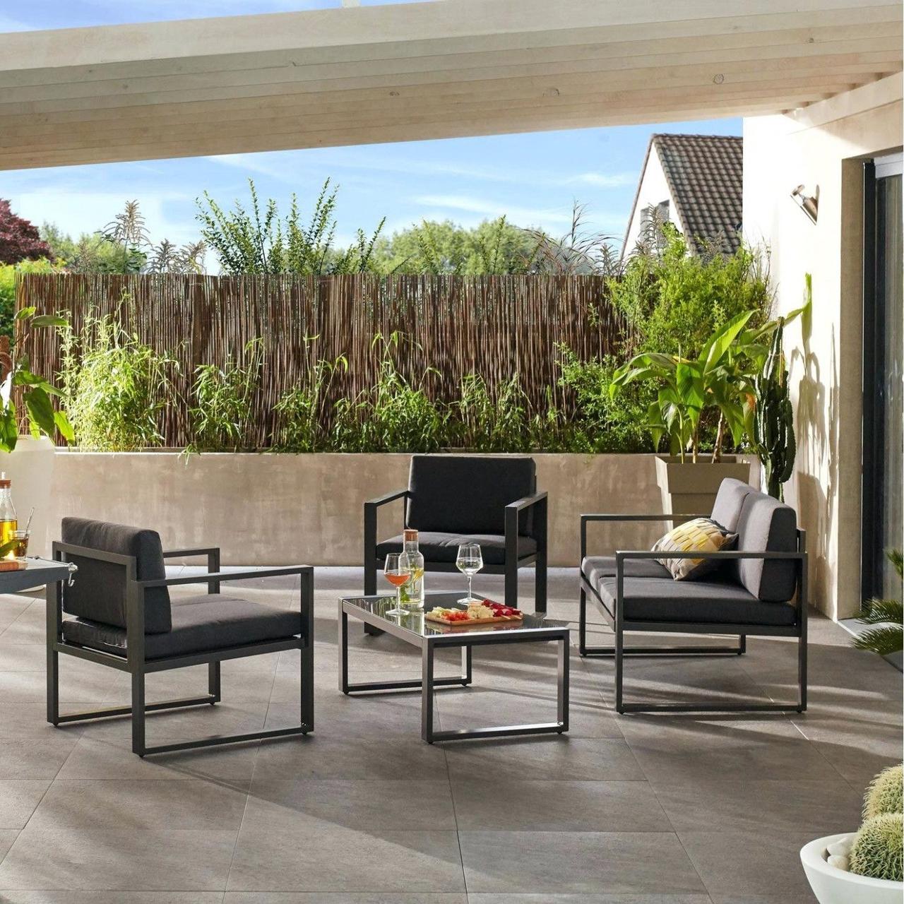 Комплект уличной мягкой мебели в стиле LOFT с металлическим каркасом Черный (KS-1338)