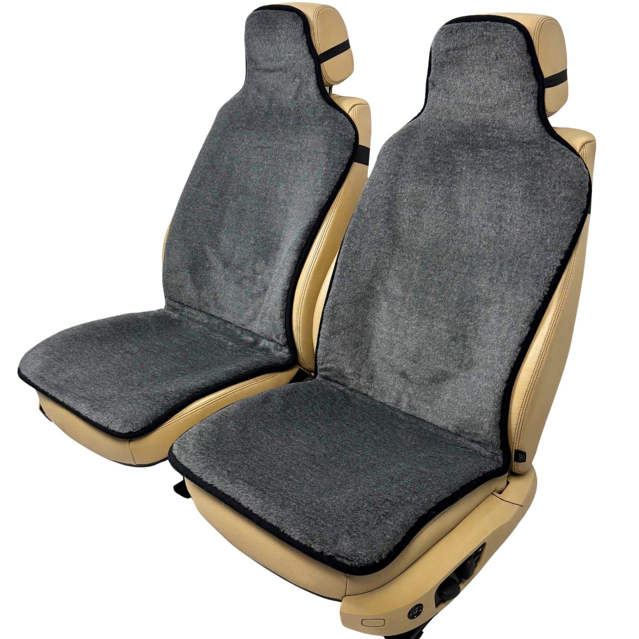 Чехлы-накидки меховые универсальные с подголовником на передние сиденья из овчины Серый (324-2-N)