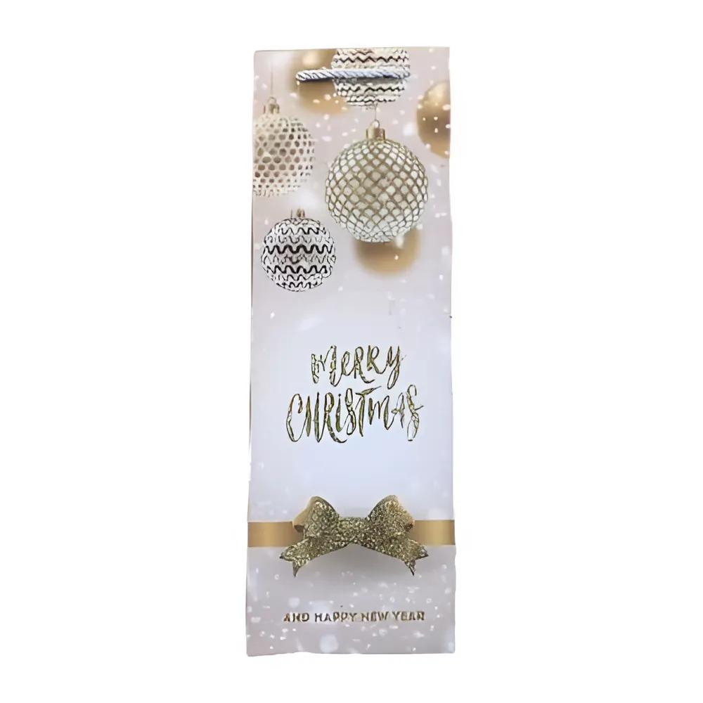 Подарочный пакет под бутылку Stenson R32989 Merry Christmas бумажный 12х10х36 см (196212ed)