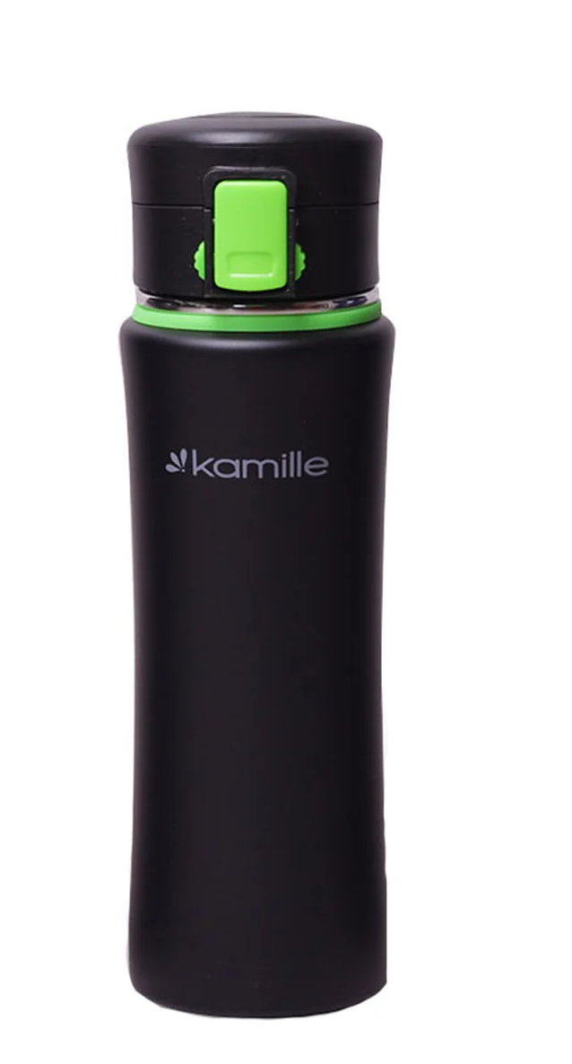 Пляшка спортивна Kamille нержавіюча сталь 500 мл Зелений (MKM-2066)