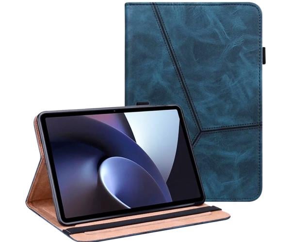 Чeхол-книжка кожаный Retro Frosted Stripe для Lenovo Tab P12 Синий