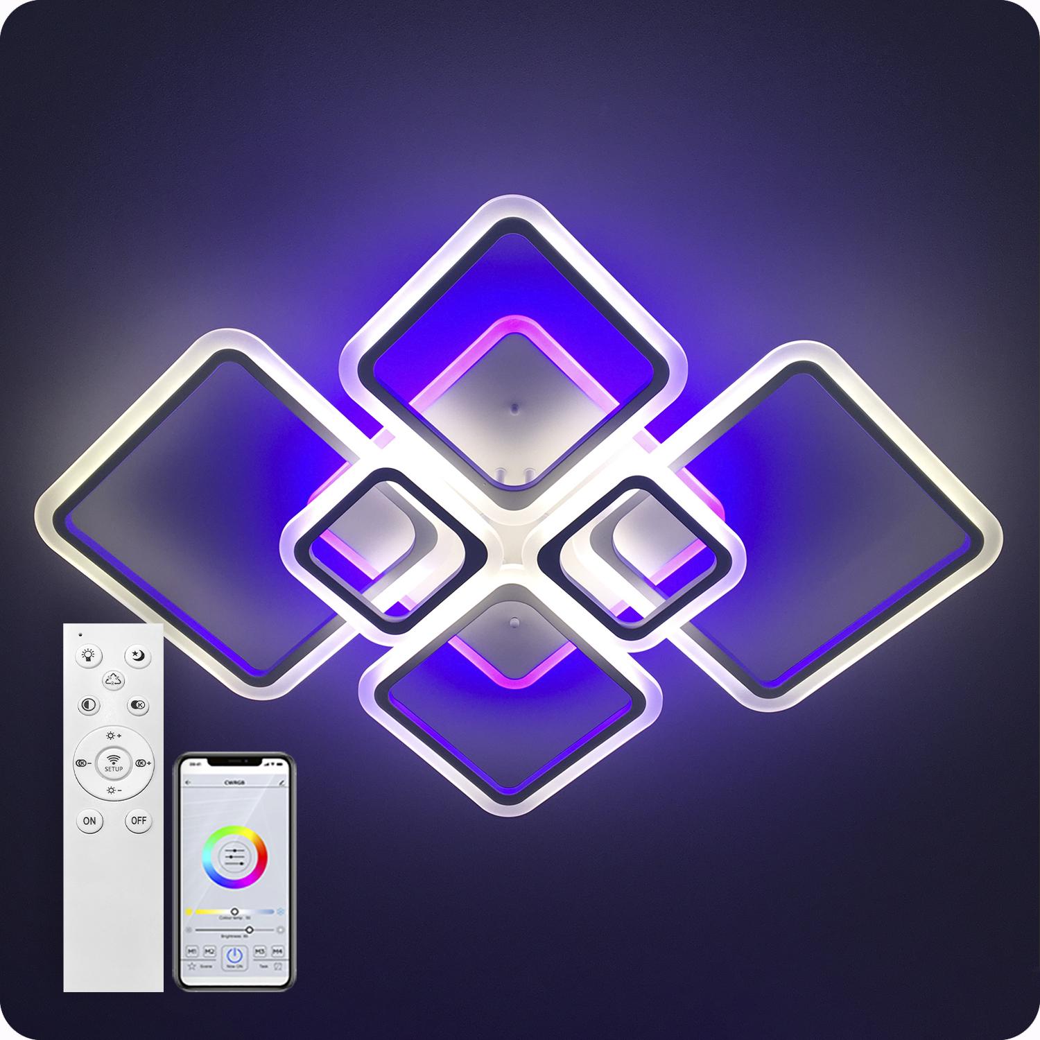 Люстра світлодіодна 517 Light 3color з пультом 150 Вт Білий (01756) - фото 6 Люстра світлодіодна 517 Light 3color з пультом 150 Вт Білий (01756) - фото 6