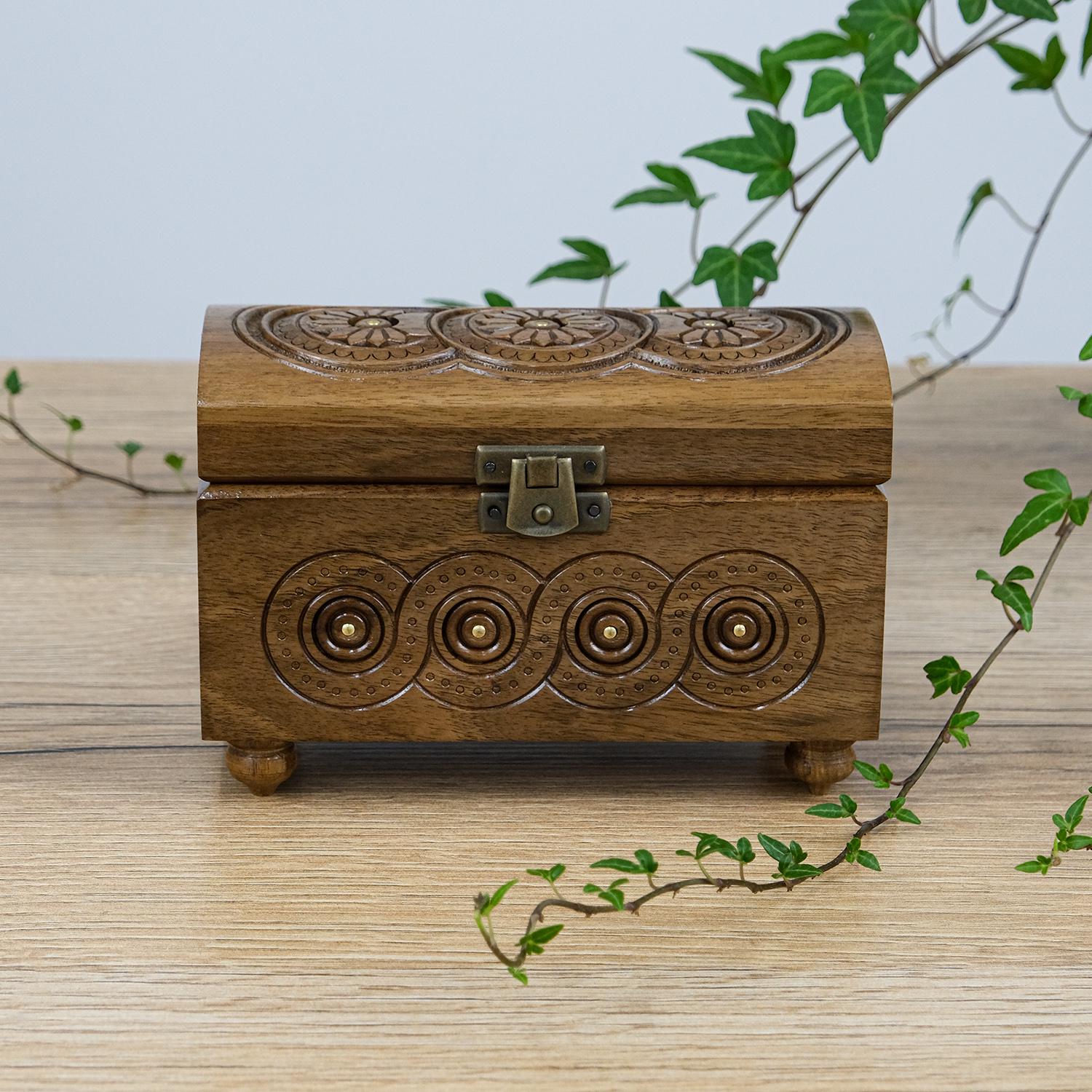 Шкатулка Гранд Презент СДС 040-1 деревянная резная инкрустация медь 8х16 см (24444)