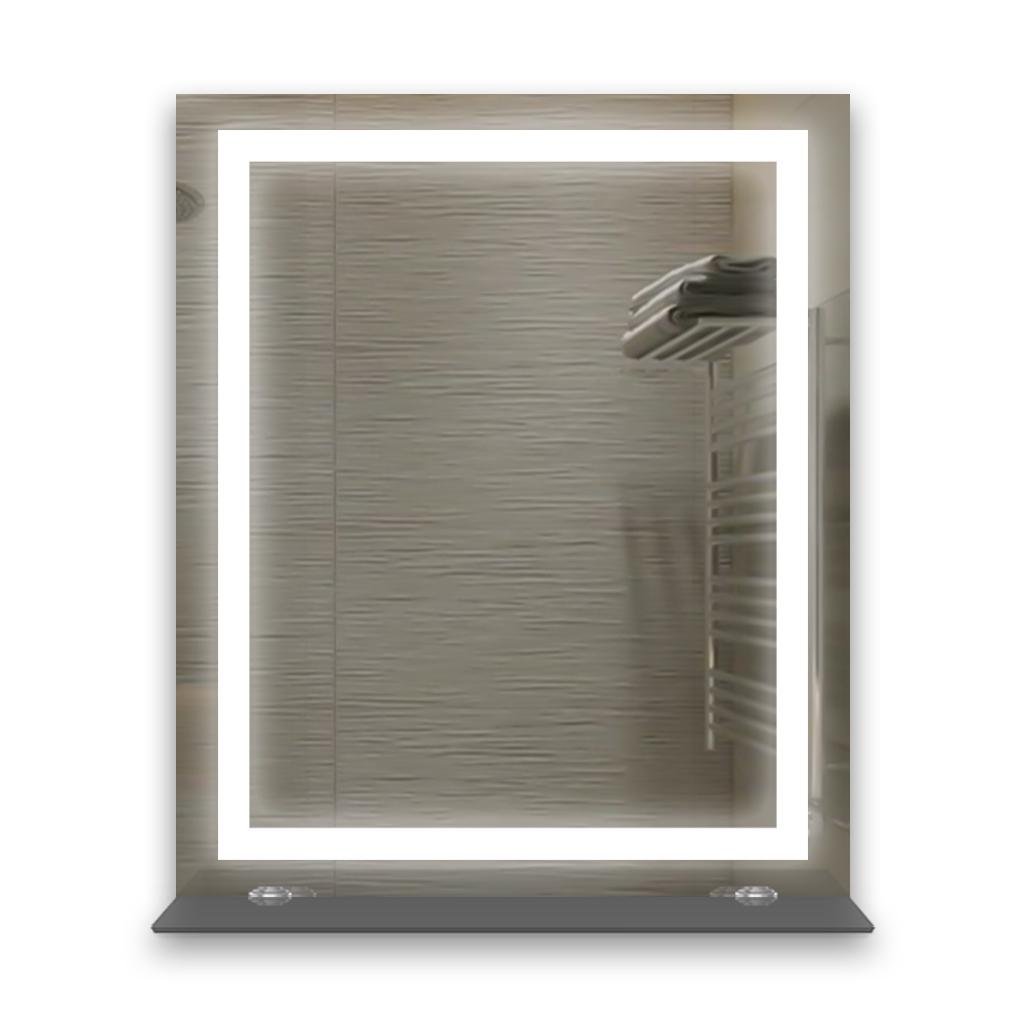 Зеркало L SR-02 с LED подсветкой/электрическим подогревом/полочкой 550х800 мм (11440584)