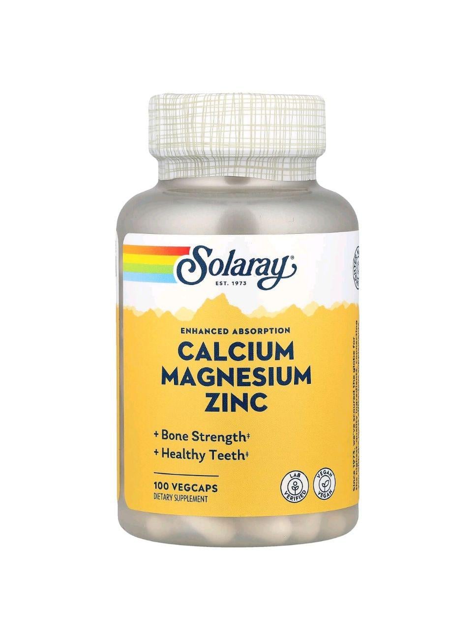 Витамины Кальций/магний/цинк Solaray Calcium Magnesium Zinc 100 капс. (4003СЛ)