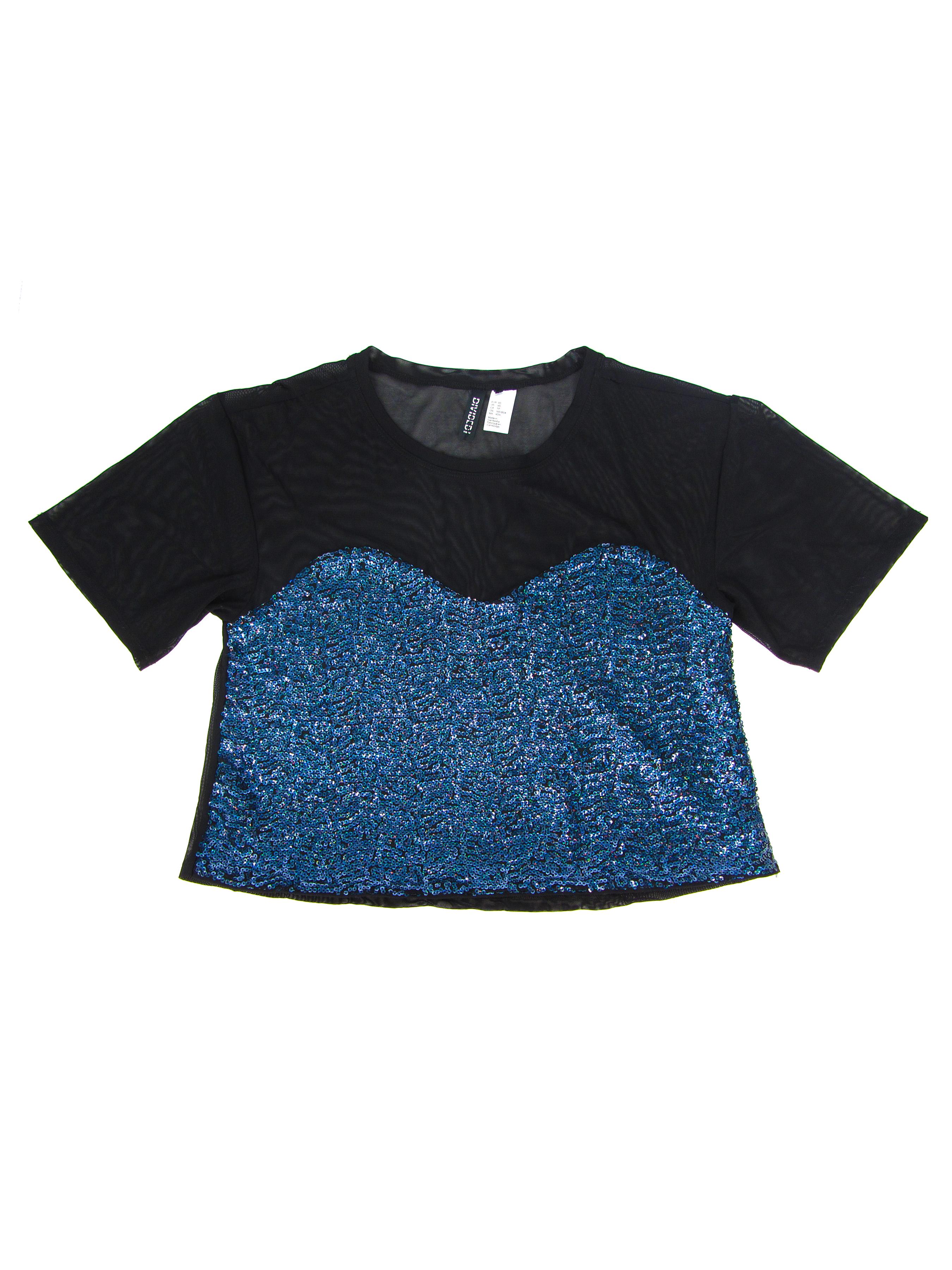 Футболка H&M XS Чорно-синій (X1206339812)