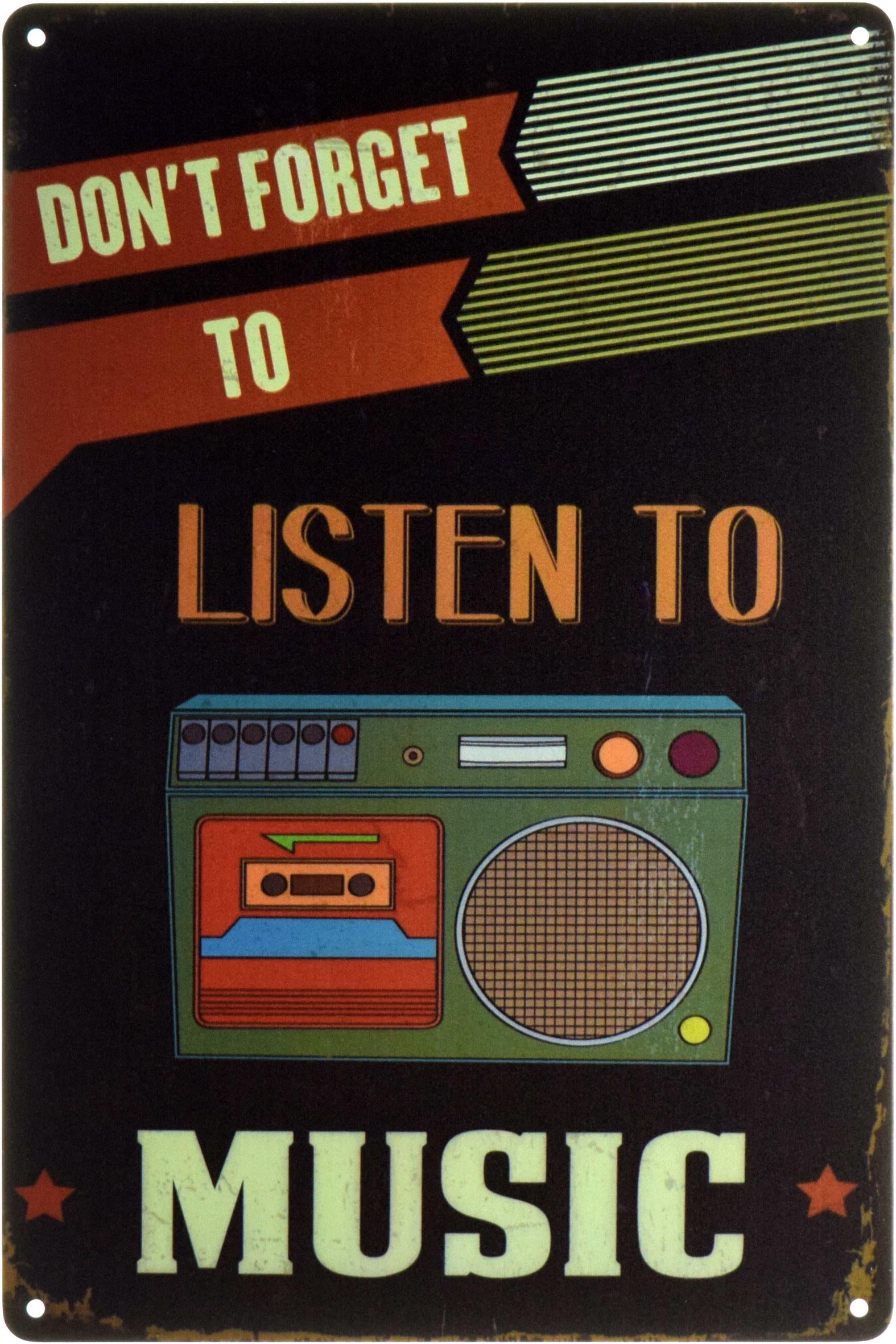 Табличка металлическая Не Забывайте Слушать Музыку/Don't Forget To Listen To Music 20x30 см Табличка металлическая Не Забывайте Слушать Музыку/Don't Forget To Listen To Music 20x30 см