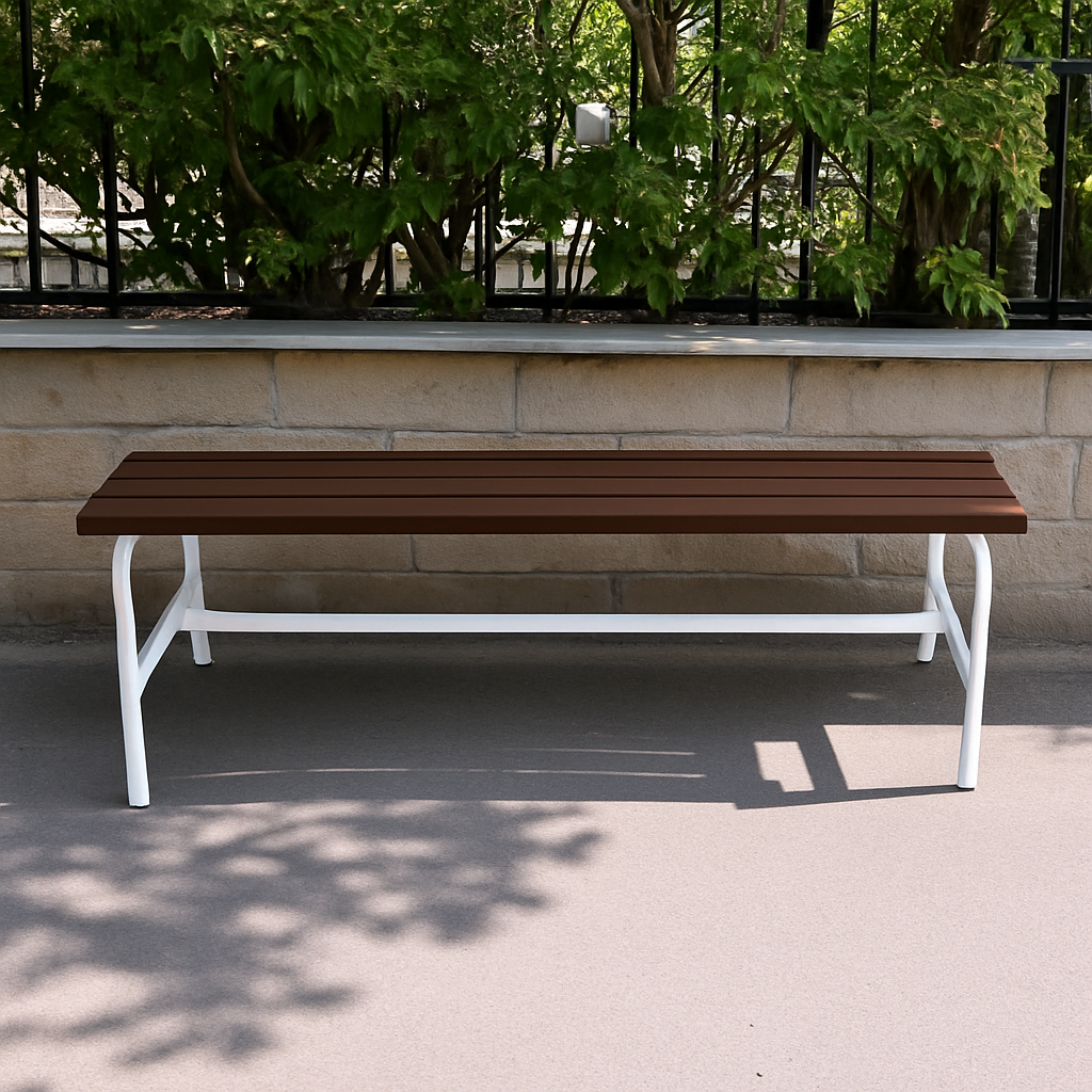 Лавка садова ТОБІ ШО без спинки для дачі/парку 1503х450х650 мм Коричнево-Білий - фото 5 Лавка садова ТОБІ ШО без спинки для дачі/парку 1503х450х650 мм Коричнево-Білий - фото 5
