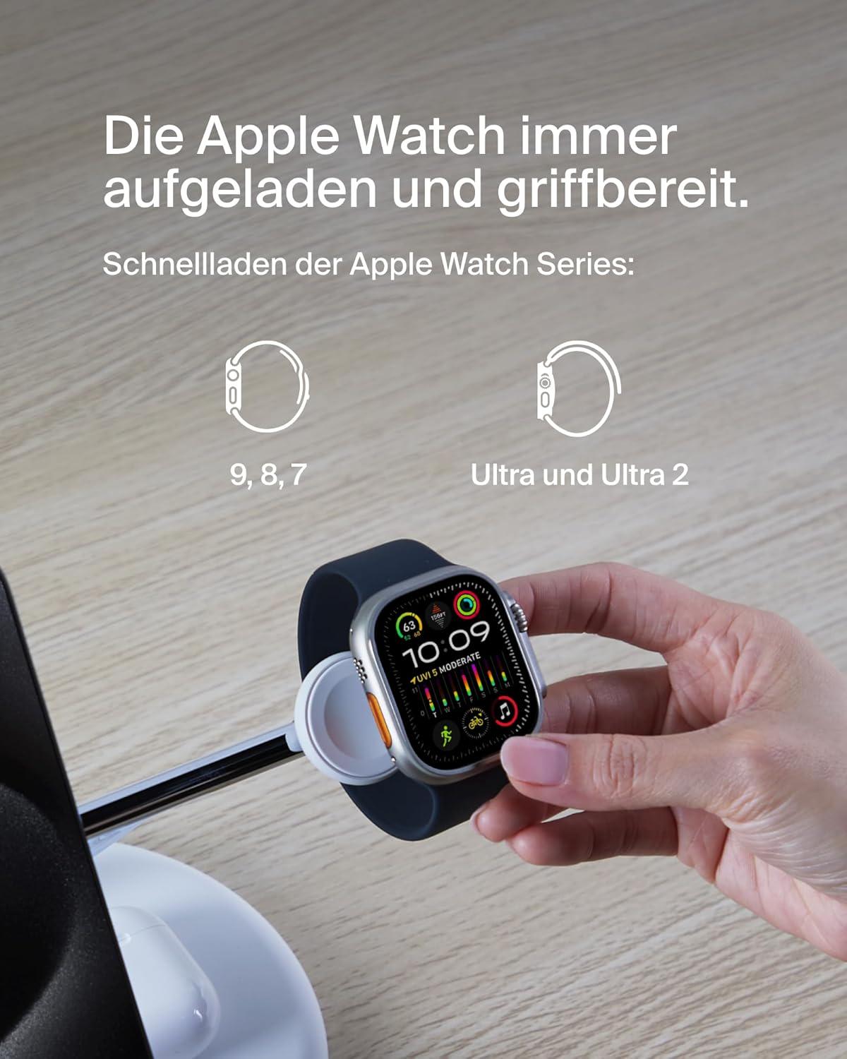 Зарядное устройство беспроводное Belkin 3в1 Magnetic Qi2 15 Вт Белый (WIZ023VFWH) - фото 9 Зарядное устройство беспроводное Belkin 3в1 Magnetic Qi2 15 Вт Белый (WIZ023VFWH) - фото 9