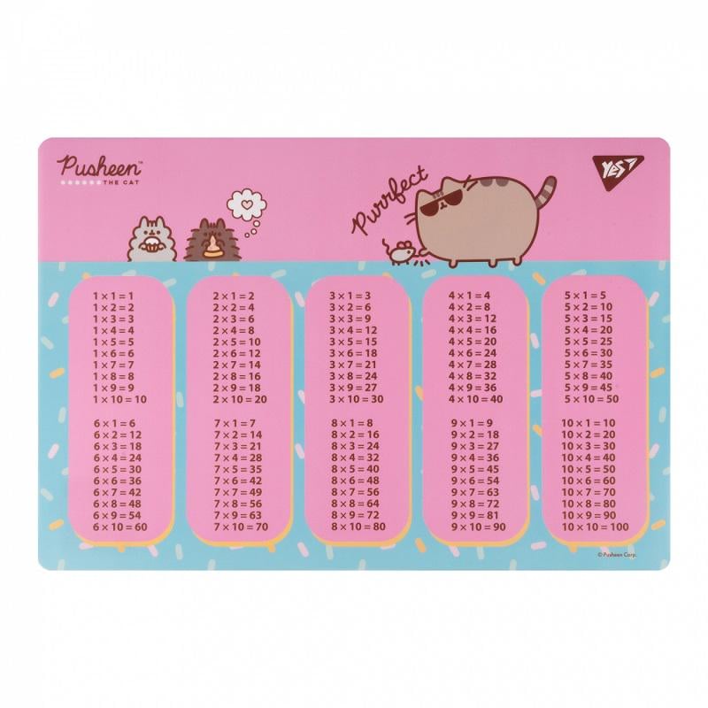 Подложка на стол YES Pusheen Purrfect 492256 таблица умножения (15457125)