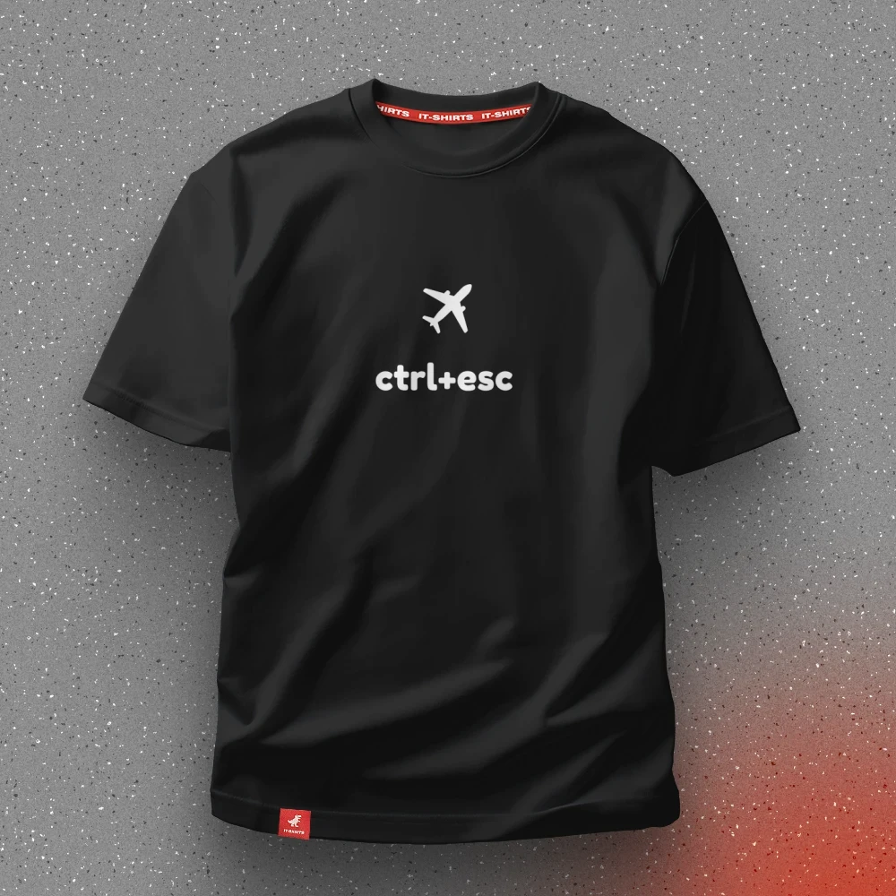 Футболка айтишника CTRL+ESC с самолетом XXL Черный (IT-053T-B-XXL)
