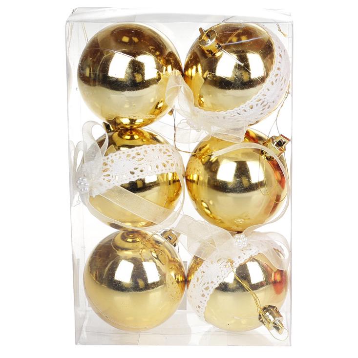 Куля новорічна BonaDi D-6 см 6 шт. Золотий (105-148)