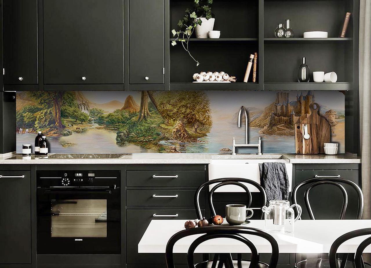 Кухонный фартук Оазис лес из самоклеющейся виниловой пленки 60х250 см Зеленый