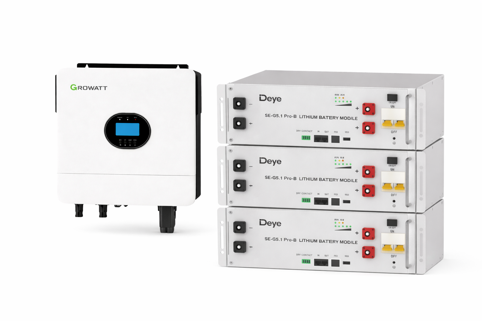 Инвертор Growatt SPF 6000 ES Plus 6 кВт и три батареи Deye SE-G5.1 Pro-B 5,12 кВт·ч White (33087937) Инвертор Growatt SPF 6000 ES Plus 6 кВт и три батареи Deye SE-G5.1 Pro-B 5,12 кВт·ч White (33087937)