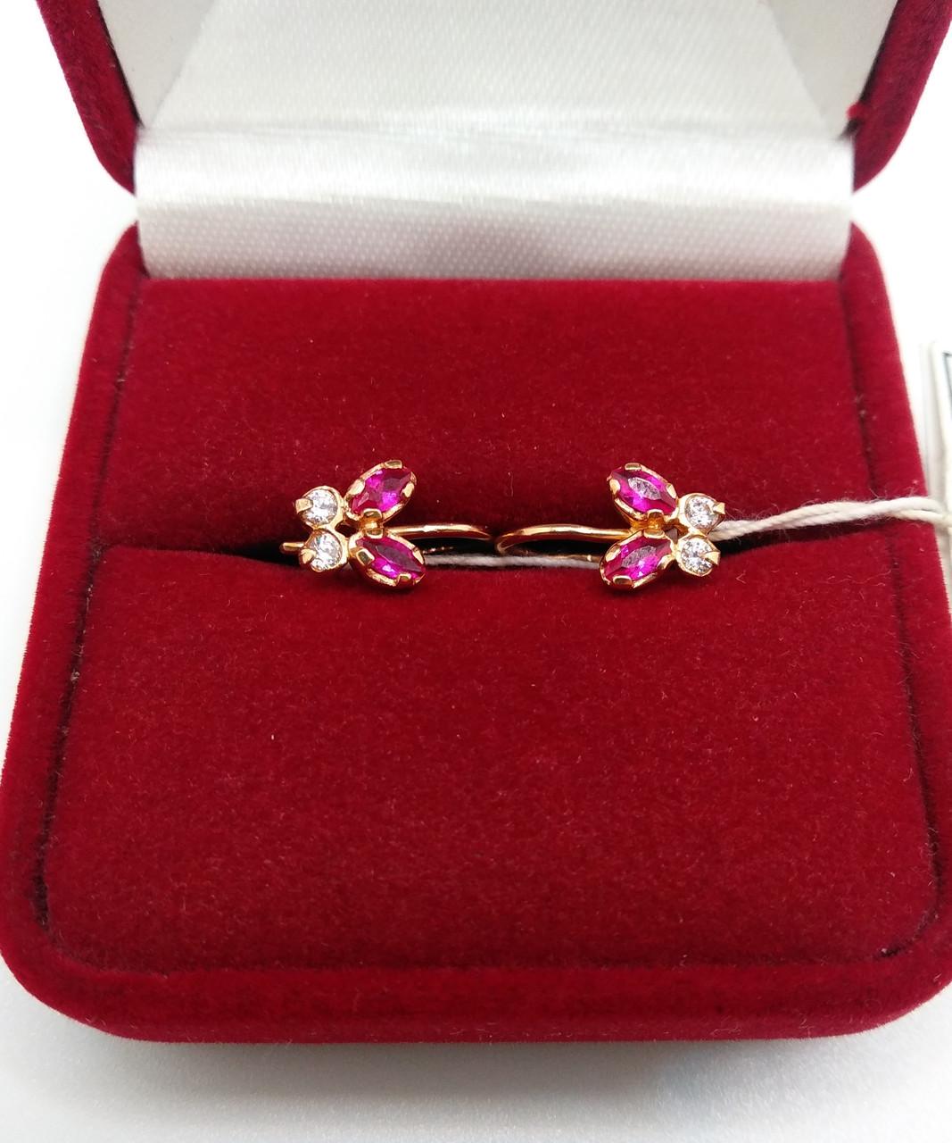 Серьги золото петельки бабочки 585° 1,34 г (1202007)