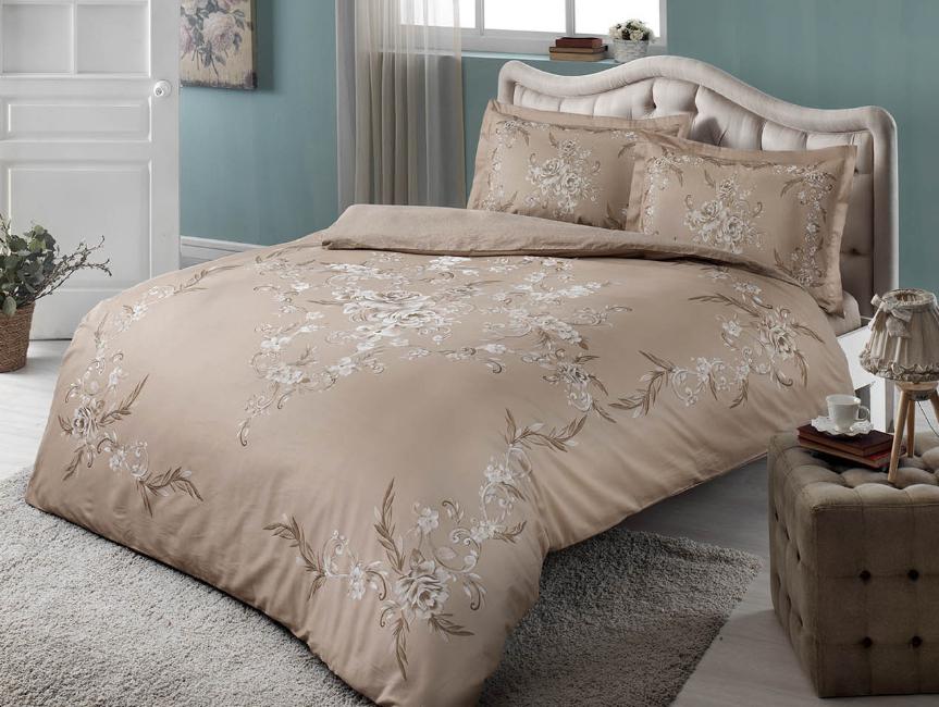 Постельное белье TAC Lavinia hardal Сатин Евро Коричневый