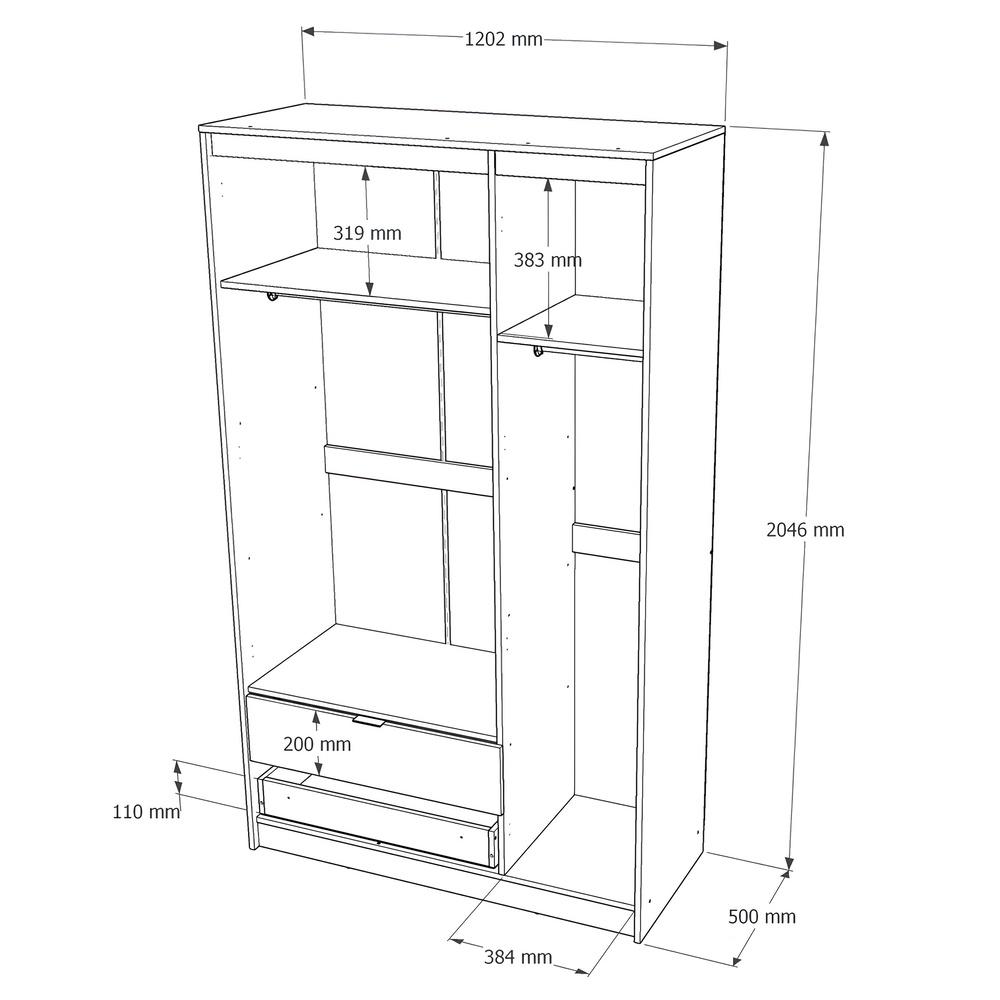 Шкаф распашной для одежды с выдвижными ящиками Эверест Сити-1200 120,2x50x204,6 см Дуб сонома/Белый (EVR-071128) - фото 7 Шкаф распашной для одежды с выдвижными ящиками Эверест Сити-1200 120,2x50x204,6 см Дуб сонома/Белый (EVR-071128) - фото 7