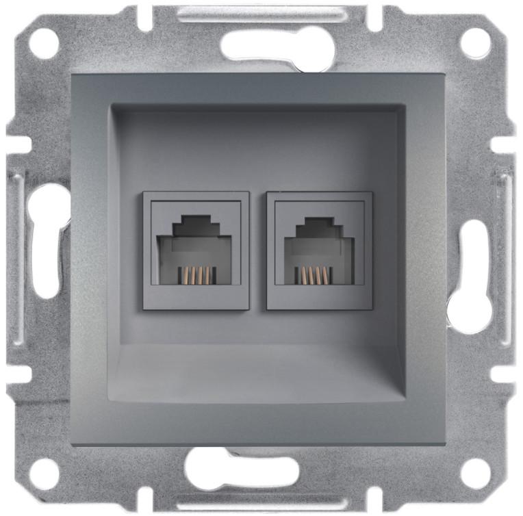Розетка телефонна Schneider Electric Asfora RJ11 ABS Сталь (EPH4200162)