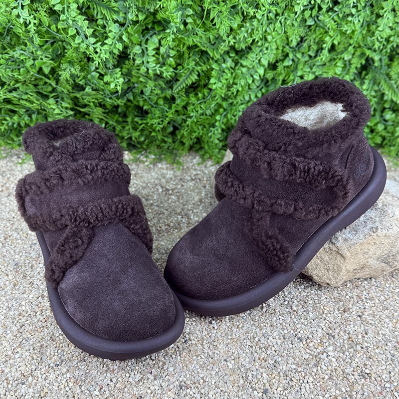 Уггі жіночі замшеві на липучці Е-00103-6 p. 39 25 см Шоколадний (117753342)