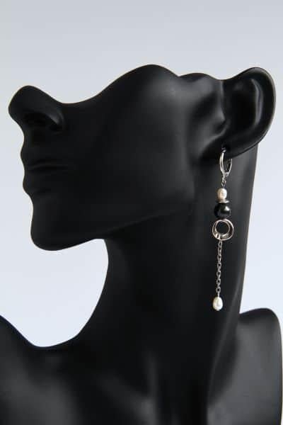 Сережки ланцюжки з натуральними перлами Летиція ручна робота (ER-0012)