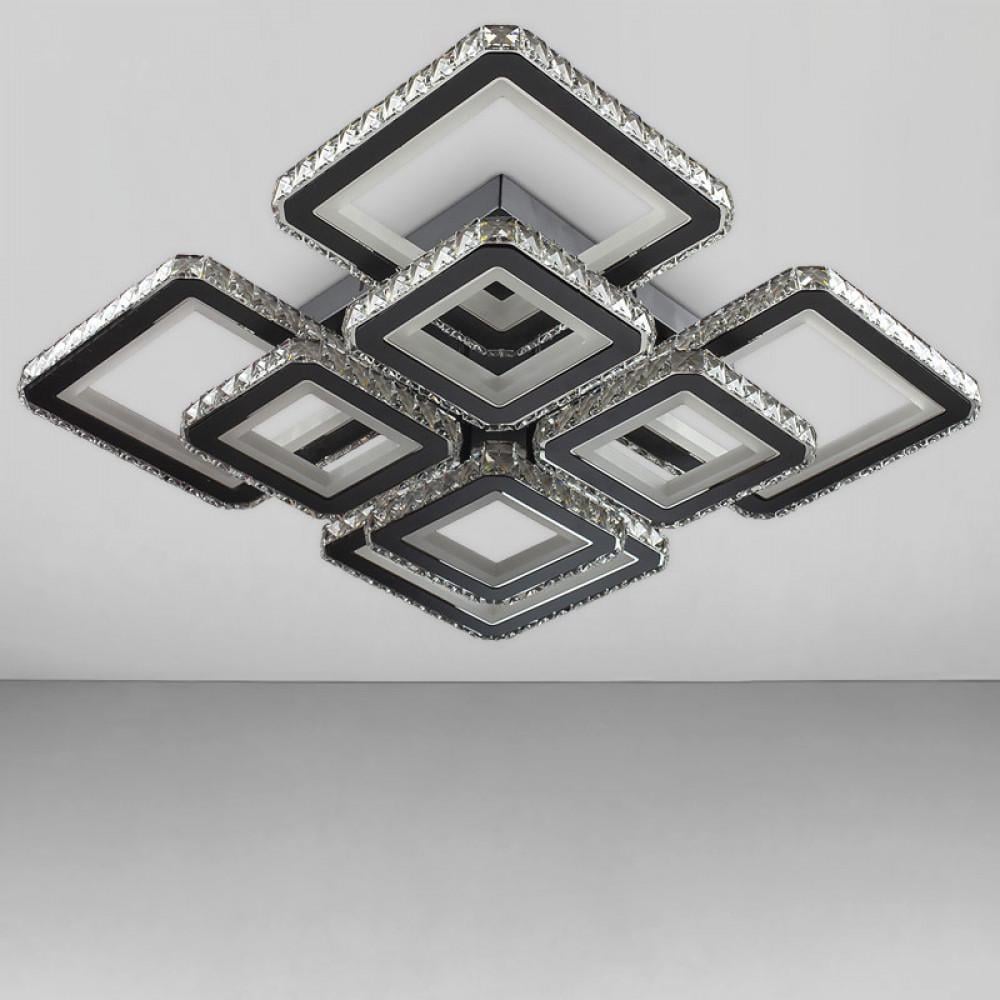 Люстра светодиодная Svet хрустальная с пультом управления 3000-6000К 320W Черный (SY-19379/4+4 BK+CR)