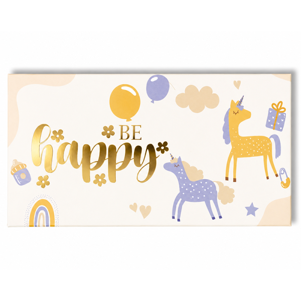 Конверт для денег Be Happy с единорогами и золотыми акцентами (35343489)