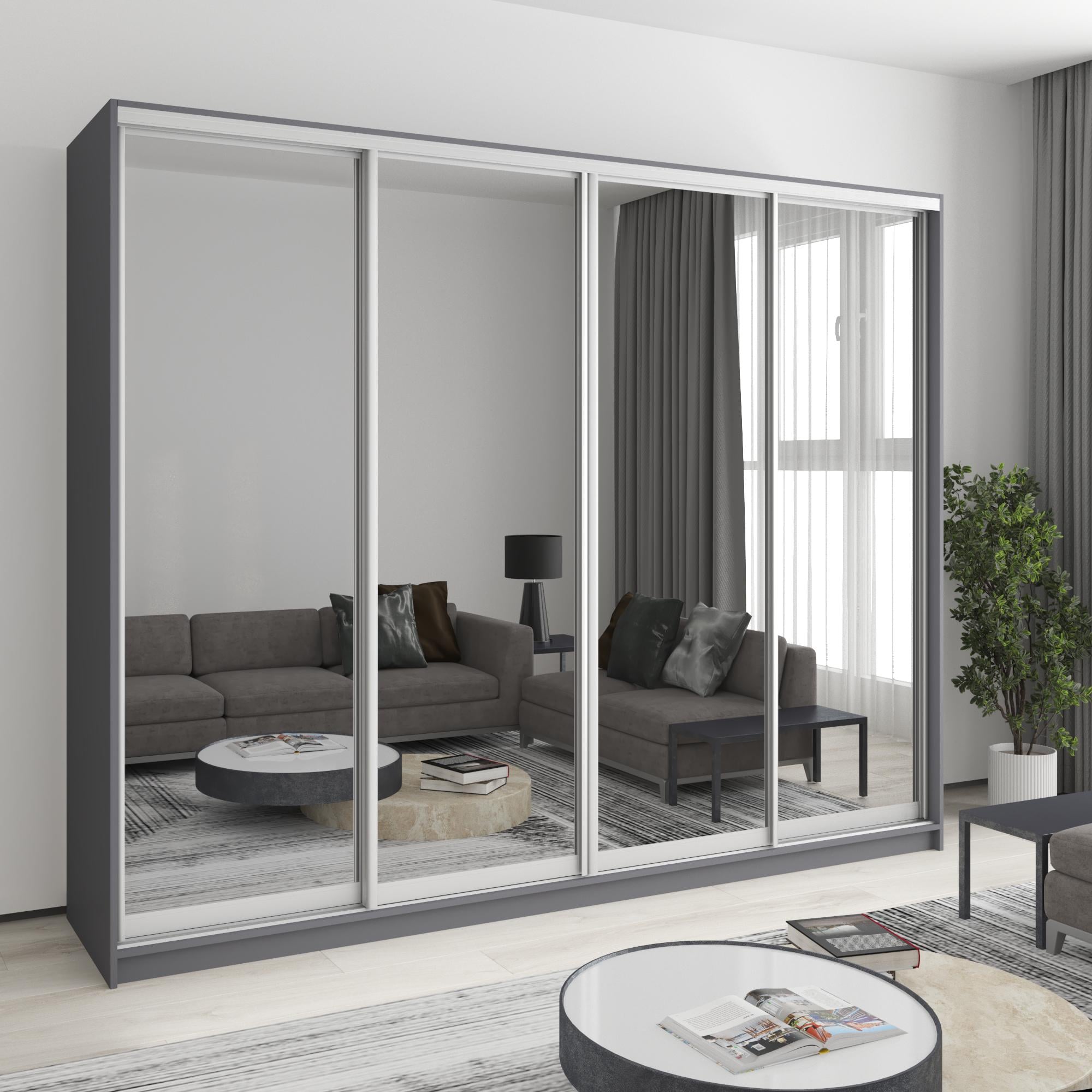 Шафа-купе чотиридверна MebelStar Стандарт AL 4 дзеркала 260x60x210 см Антрацит (MBS-12327)