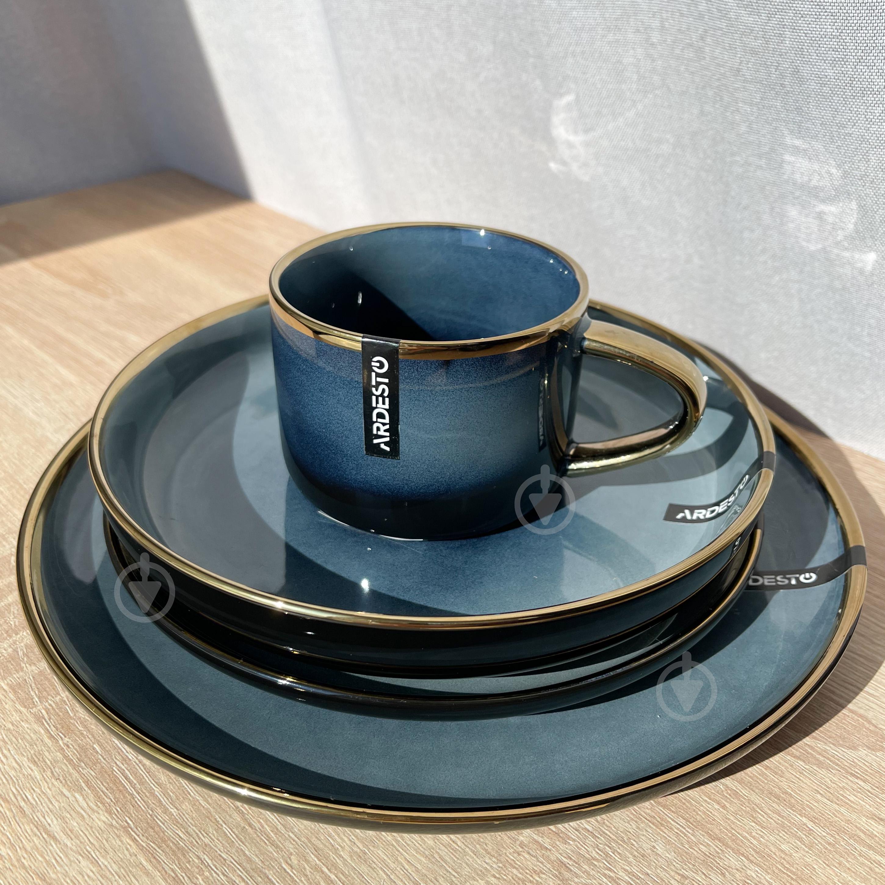 Сервиз столовой посуды Ardesto Andria 10 предметов 2 персоны керамика Синий с золотым кантом - фото 24 Сервиз столовой посуды Ardesto Andria 10 предметов 2 персоны керамика Синий с золотым кантом - фото 24