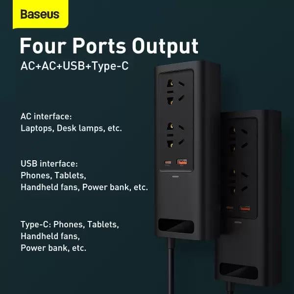 Автомобільний інвертор BASEUS 150 W 220 V CN/EU 2 розетки USB/Type-C 5 A з технологією QC3.0+PD3.0 Black (CRNBQ-A01) - фото 14