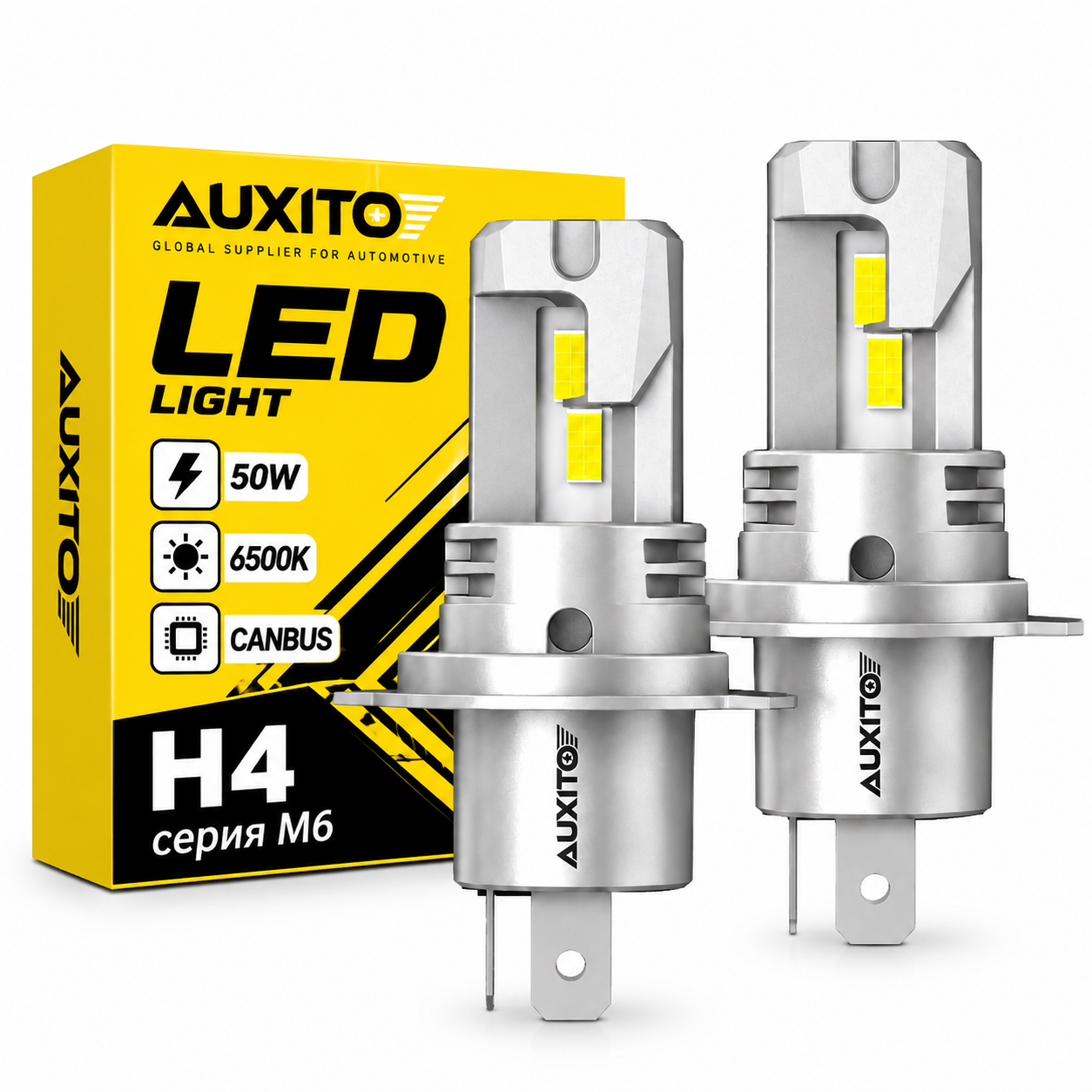 Автомобильные LED лампы H4 AUXITO M6 50 Вт 6500К 20000 лм с 2 шт. (S69TCZ)