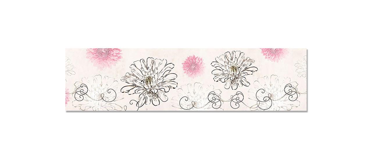 Кухонный фартук Астры узоры из самоклеющейся виниловой пленки 65х250 см Бежевый