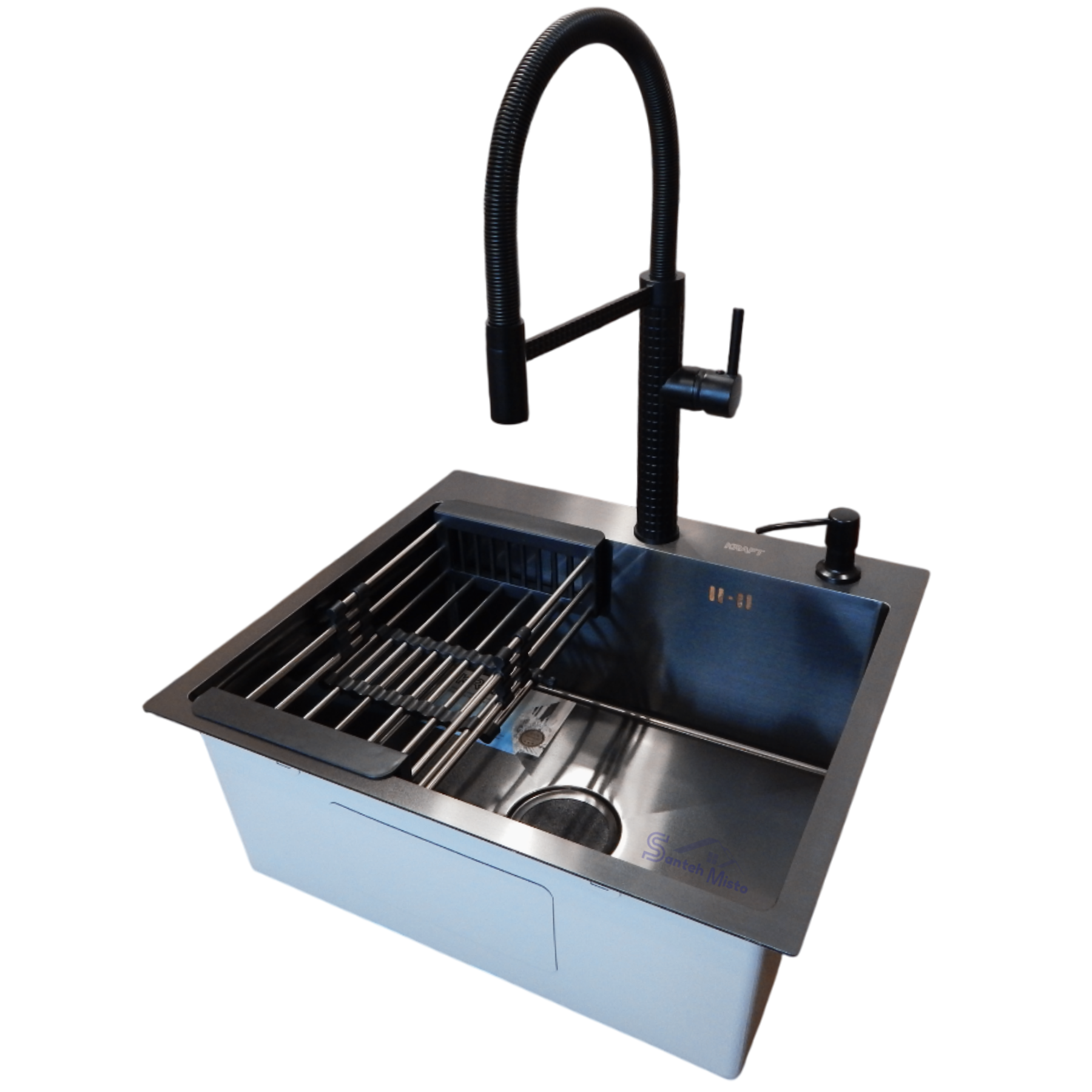 Комплект кухонной мойки Kraft Handmade PVD HS 5050 3,0/1,0 мм Черный (39436)