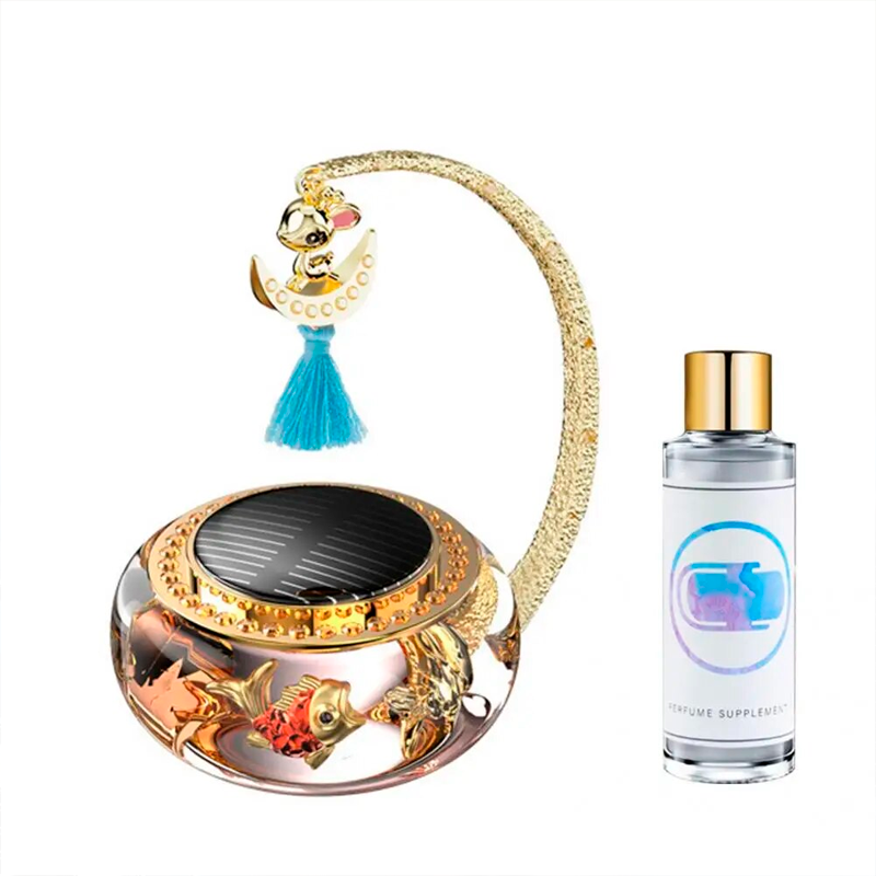 Ароматизатор для авто Аквариум с плавающими рыбками Цветочный на солнечных батареях (1985440338)