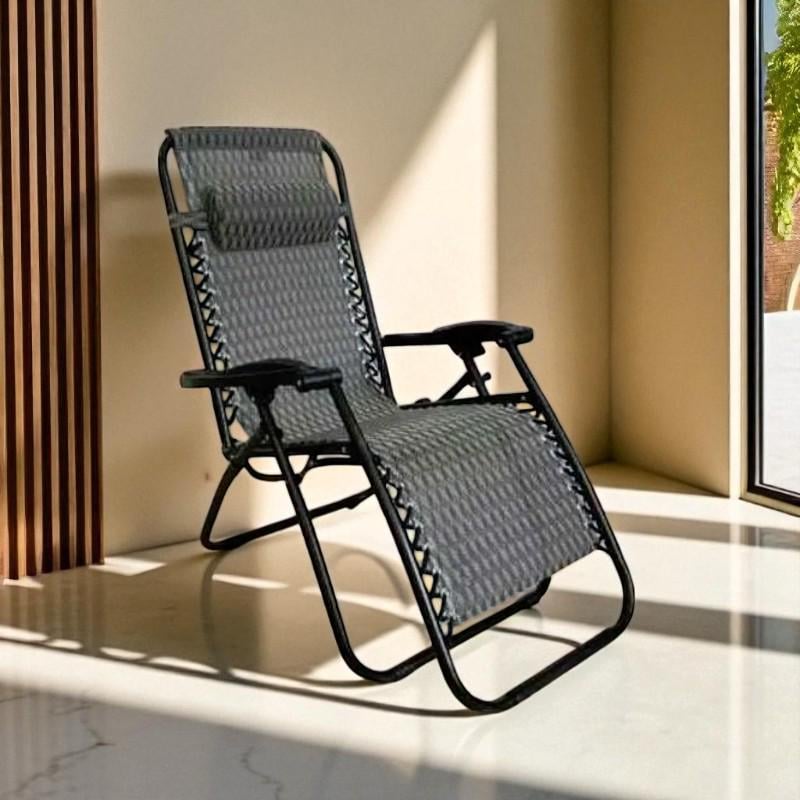 Крісло садове складане Zero Gravity до 120 кг Чорний