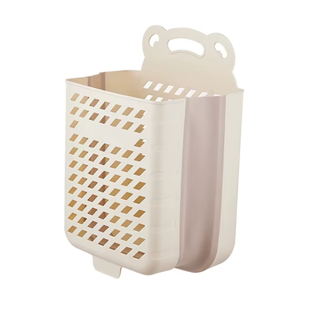 Кошик для білизни cкладаний з ручкою пластиковий підвісний 48х34х48 см Бежевий - фото 1 Кошик для білизни cкладаний з ручкою пластиковий підвісний 48х34х48 см Бежевий - фото 1