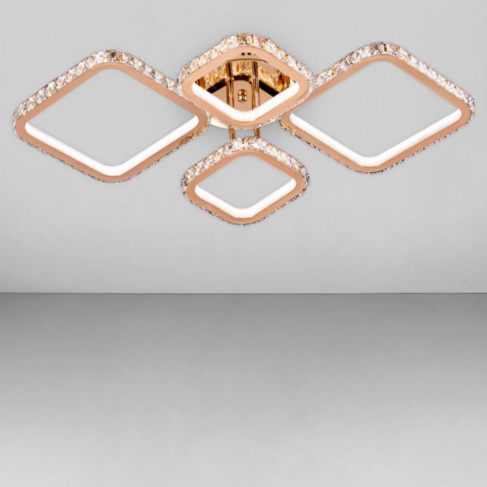 Люстра светодиодная Svet 200W хрустальная на 4 плафона 3000-6000К Золотой (SY-7942/2+2 GD DIMMER)